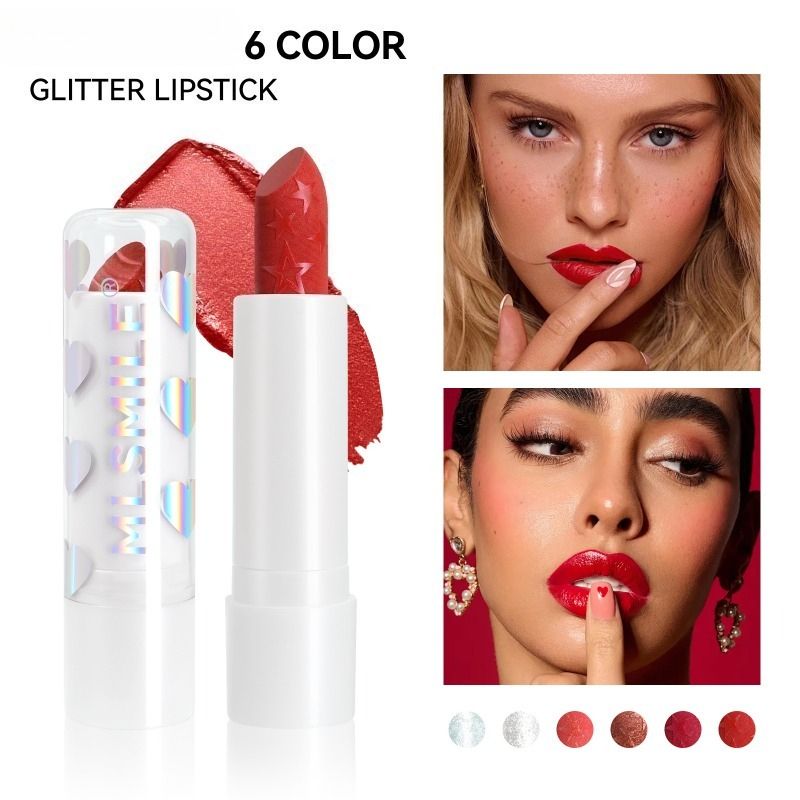 Beauty Makeup Store - Lápiz labial con purpurina estrellada, lápiz