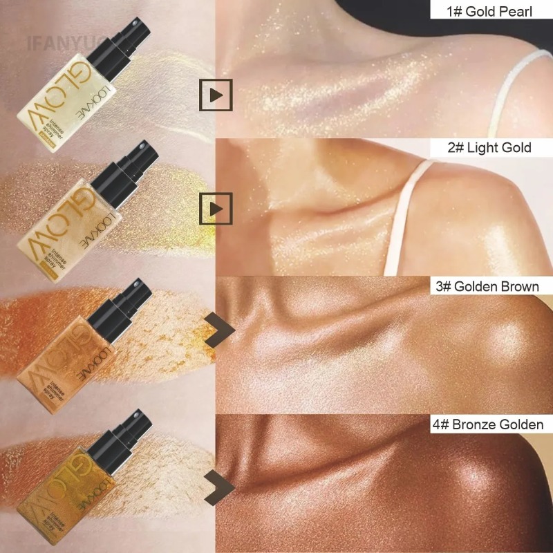 Spray de brillo nacarado, acei - Body Shimmer Lotion reseña y precio