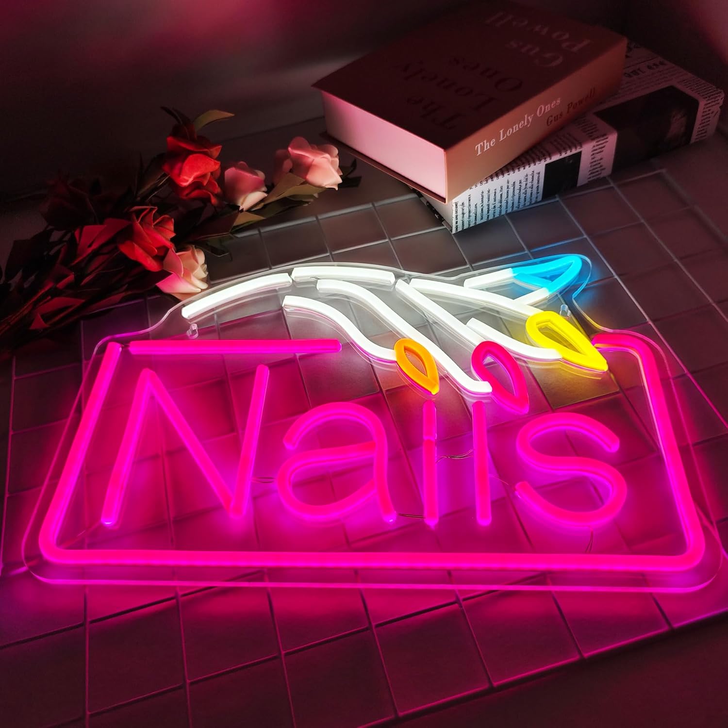 Letrero de neón para uñas, luz - Beauty Makeup Store reseña y precio